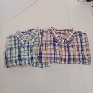Saddlebred Classic Fit Lot of 2 Mens Size Large Button Down Shirt Long Sleeve
